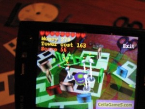 Permainan "AR Tower Defense" dalam telepon genggam Nokia N95 merupakan aplikasi augmented reality